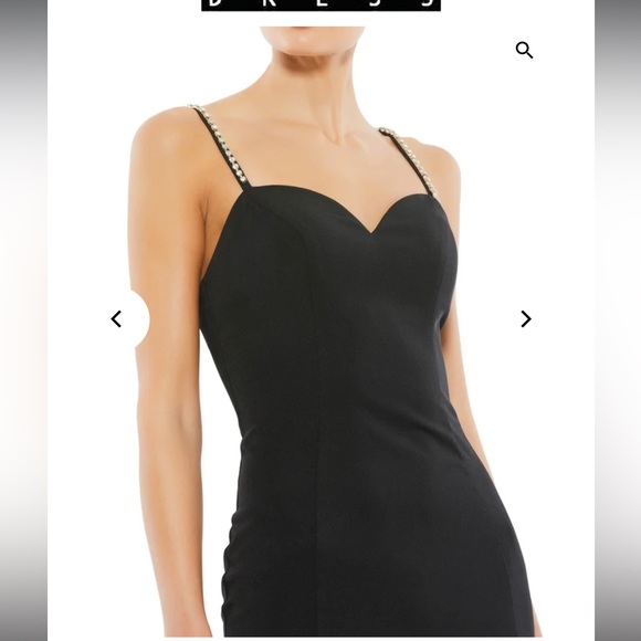 Elegant Black Gown with rhinestone details Mac Duggal 55706 NWT size 8 flaws - Picture 3 of 11